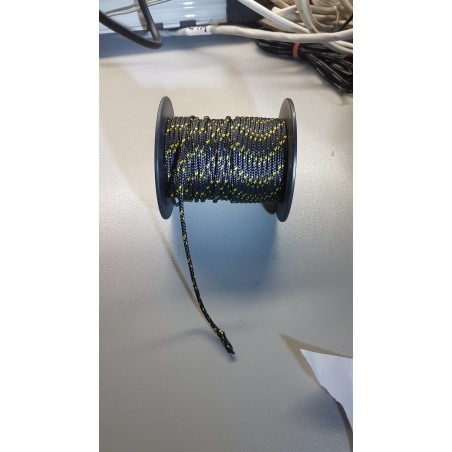 Cordon polyester noir/jaune 1,4 mm / au mètre