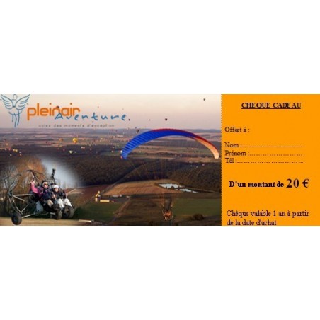 Chèque cadeau d'une valeur de 20€