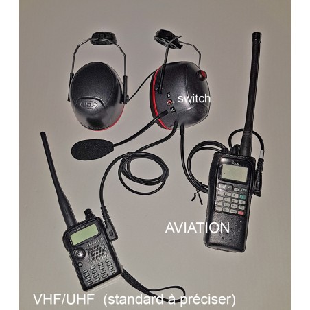 ALPHATEC Headset Paramoteur préparation spéciale bi-bande KENWOOD/ICOM Aviation -33dB
